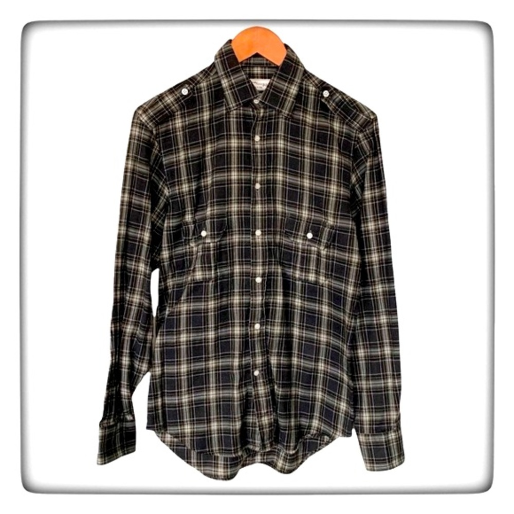 Ernest Hemingway Long Sleeve Flannel Cotton Shirt Size 37 14.5 Warm Cozy Lounge